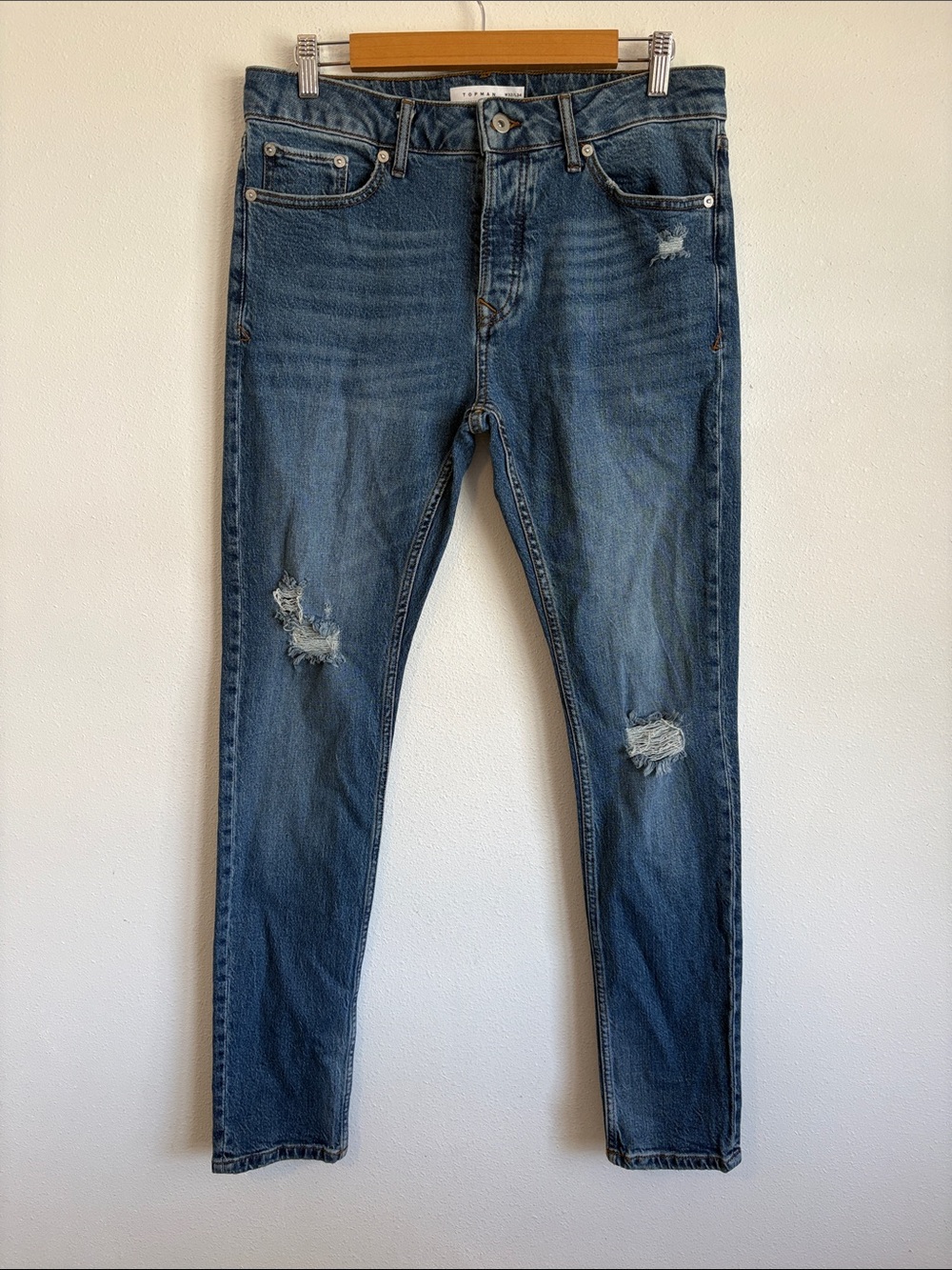 Topman Blue Denim Stretch Skinny Jeans - Classic Indigo 32 x 34